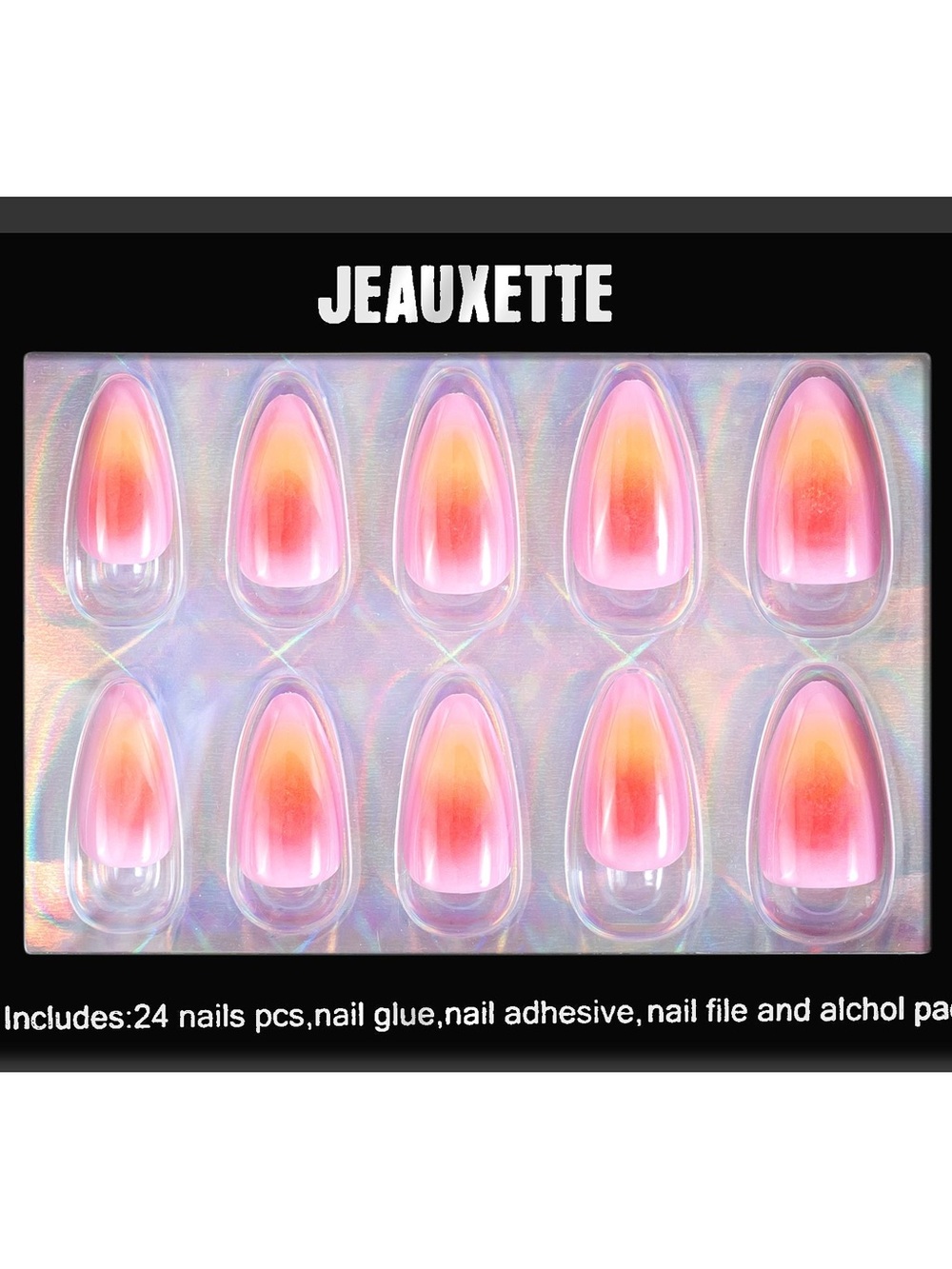 Pink-Orange Gradient Press-On Nails - Aura ll